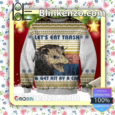 Opossum Let's Eat Trash And Get Hit By A Car Holiday Christmas Sweatshirts