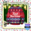Pabst Blue Ribbon Beer Christmas Pine Tree Holiday Christmas Sweatshirts