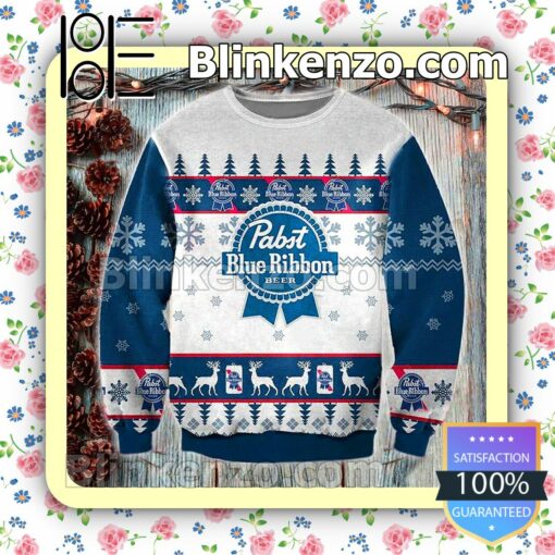 Pabst Blue Ribbon Beer Premium Holiday Christmas Sweatshirts