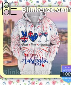 Peace Love Australia Happy Australia Day Hoodie Jacket Sweatshirts x