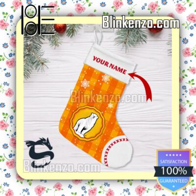 Personalised Orange Bundaberg Rum Snowy Xmas Faux Fur Stockings