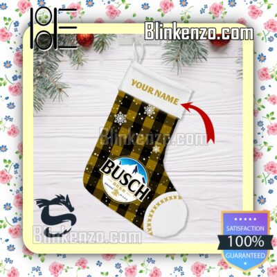 Personalised Snowy Busch Beer Xmas Faux Fur Stockings