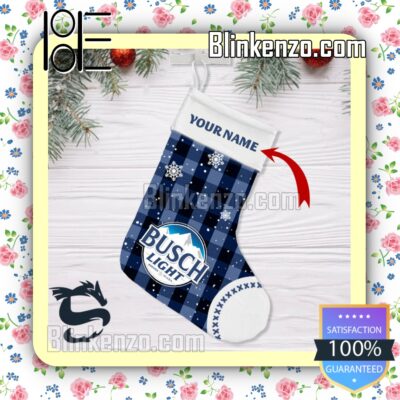 Personalised Snowy Busch Light Xmas Faux Fur Stockings
