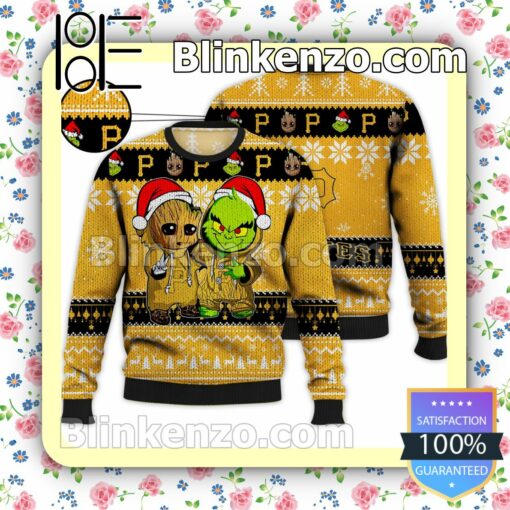 Pittsburgh Pirates Baby Groot And Grinch Christmas MLB Sweatshirts