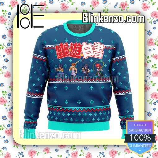 Pixel Ghost Fighter Yuyu Hakusho Premium Manga Anime Knitted Christmas Jumper