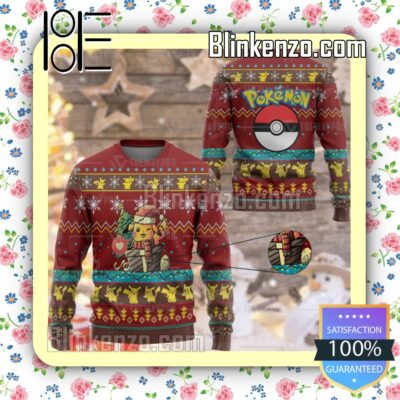 Pokemon Pokeball Pikachu Manga Anime Knitted Christmas Jumper