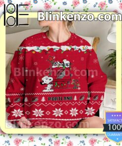 Portland Trail Blazers Snoopy Christmas NBA Sweatshirts b