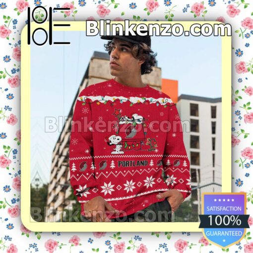 Portland Trail Blazers Snoopy Christmas NBA Sweatshirts c