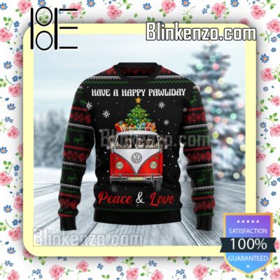 Pug Dogs Happy Pawliday Knitted Christmas Jumper