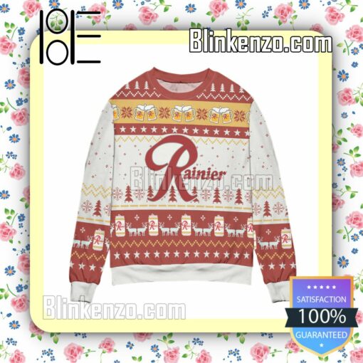 Rainier Beer Reindeer & Pine Tree Christmas Jumpers