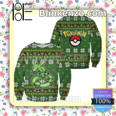 Rayquaza Pokemon Anime, Manga Holiday Christmas Sweatshirts