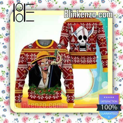 Red Hair Shanks One Piece Manga Anime Knitted Christmas Jumper