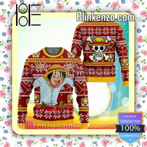 Reindeer Luffy One Piece Manga Anime Knitted Christmas Jumper