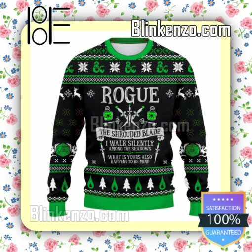 Rogue The Shrouded Blade Green DnD Christmas Sweatshirts