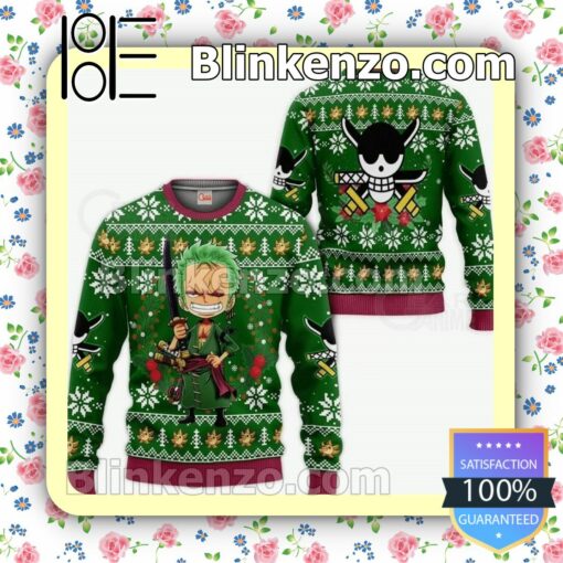 Roronoa Zoro Chibi One Piece Anime Manga Holiday Christmas Sweatshirts