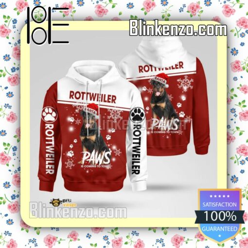 Rottweiler Santa Paws Is Coming To Town Christmas Hoodie Jacket