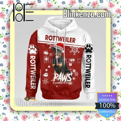 Rottweiler Santa Paws Is Coming To Town Christmas Hoodie Jacket a