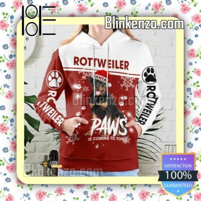 Rottweiler Santa Paws Is Coming To Town Christmas Hoodie Jacket b