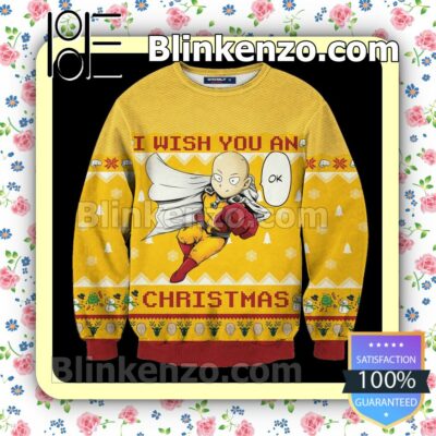 Saitama Ok One Punch Man Manga Anime Holiday Christmas Sweatshirts