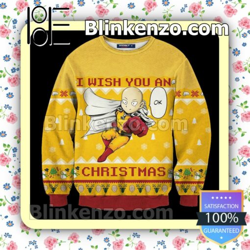 Saitama Ok One Punch Man Manga Anime Holiday Christmas Sweatshirts