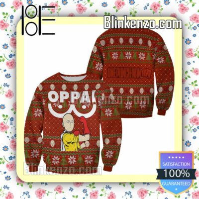 Saitama Oppai One Punch Man Anime Knitted Christmas Jumper