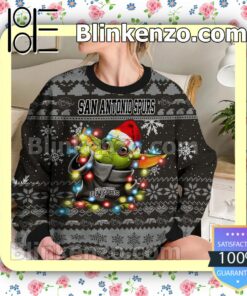 San Antonio Spurs Yoda The Mandalorian Christmas Lights NBA Sweatshirts b