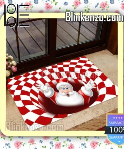 Santa Claus Red And White Bottomless Hole Merry Christmas Entryway Mats