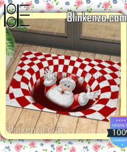 Santa Claus Red And White Bottomless Hole Merry Christmas Entryway Mats a