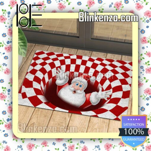 Santa Claus Red And White Bottomless Hole Merry Christmas Entryway Mats a