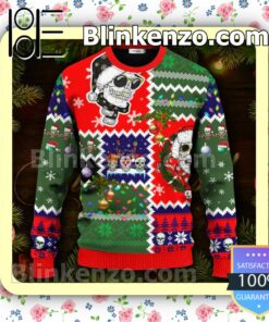 Santa Claus Skulls Cool Christmas Pattern Skull Christmas Sweatshirts