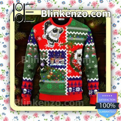 Santa Claus Skulls Cool Christmas Pattern Skull Christmas Sweatshirts