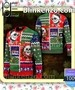 Santa Claus Skulls Cool Christmas Pattern Skull Christmas Sweatshirts a