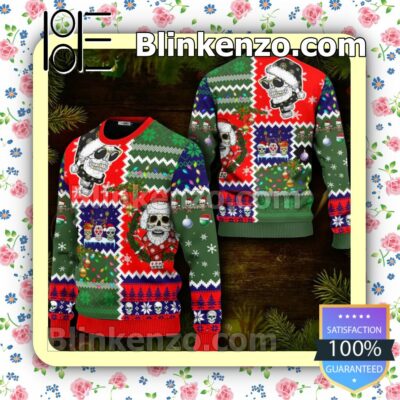 Santa Claus Skulls Cool Christmas Pattern Skull Christmas Sweatshirts a