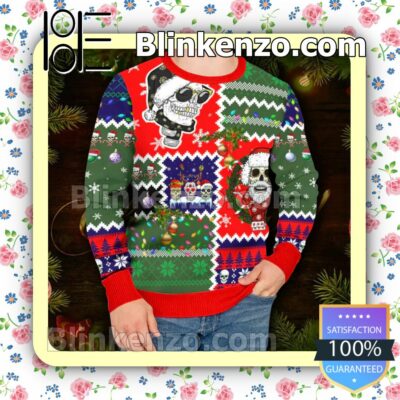 Santa Claus Skulls Cool Christmas Pattern Skull Christmas Sweatshirts c