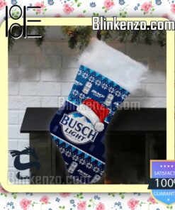 Santa Hat Busch Light Xmas Faux Fur Stockings