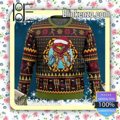 Santa Samus Aran Metroid Knitted Christmas Jumper