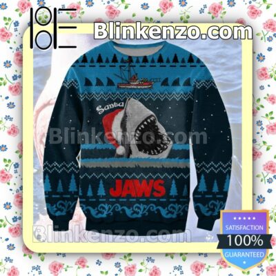 Santa Shark Jaws Horror Movie Pine Tree Christmas Jumpers