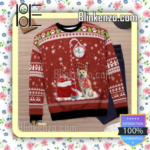 Shiba Inu Clock Christmas Sweatshirts y