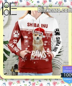 Shiba Inu Santa Paws Is Coming To Town Christmas Hoodie Jacket b