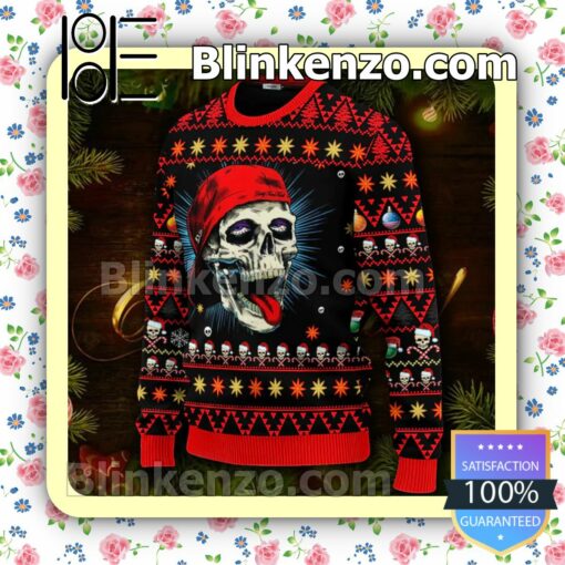 Skull With Cap Skull Christmas Sweatshirts