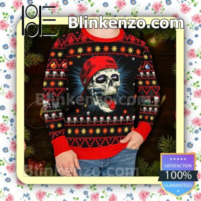 Skull With Cap Skull Christmas Sweatshirts a