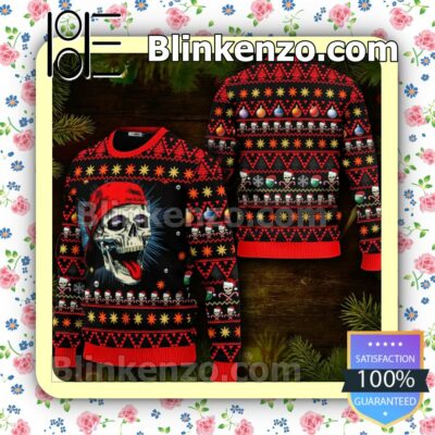 Skull With Cap Skull Christmas Sweatshirts c