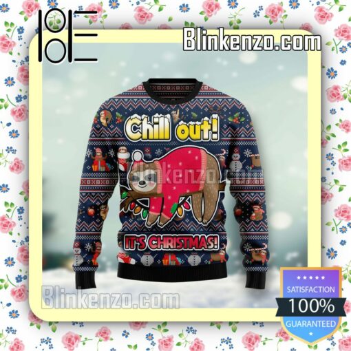 Sloth Santa Chill Out Knitted Christmas Jumper