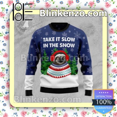 Sloth Take It Slow In The Snow Holiday Christmas Sweatshirts
