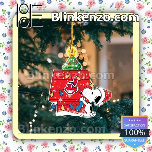 Snoopy Cleveland Indians Christmas Hanging Ornaments