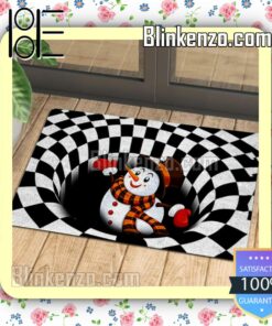 Snowman Black And White Bottomless Hole Merry Christmas Entryway Mats a