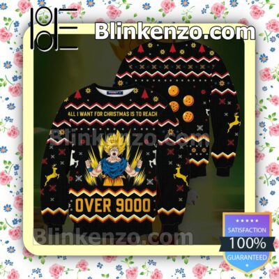 Son Goku Dragon Ball All I Want For Christmas Is To Reach Over 9000 Christmas Jumpers