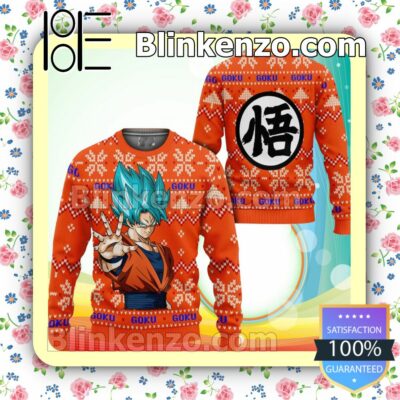 Son Goku Super Saiyan Blue Anime Dragon Ball Knitted Christmas Jumper