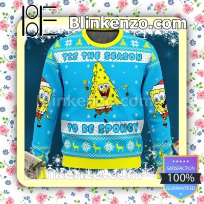 Spongebob Squarepants Tis The Season To Be Spongy Holiday Christmas Sweatshirts