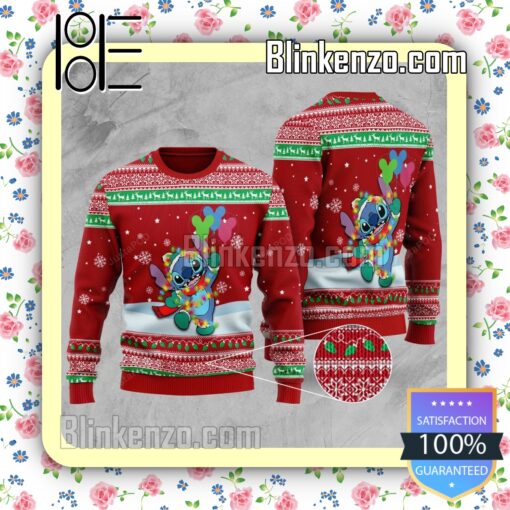 Stitch And Lilo Light Shape Knitted Christmas Jumper